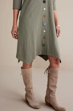 Soft Surroundings 3/4 Sleeve Danielle Button Dress
