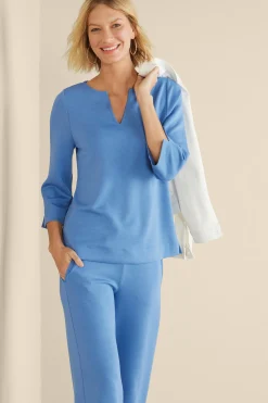Soft Surroundings Ceri Knit 3/4 Sleeve Top