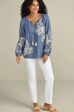 Soft Surroundings Diya Embroidered TENCEL™ Peasant Top