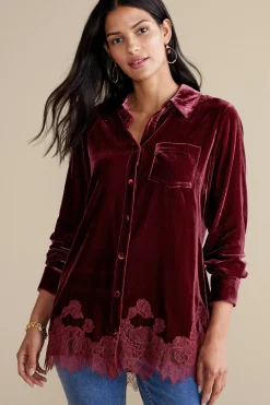 Soft Surroundings Eden Velvet & Lace Shirt