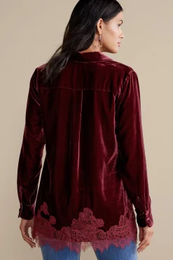 Soft Surroundings Eden Velvet & Lace Shirt
