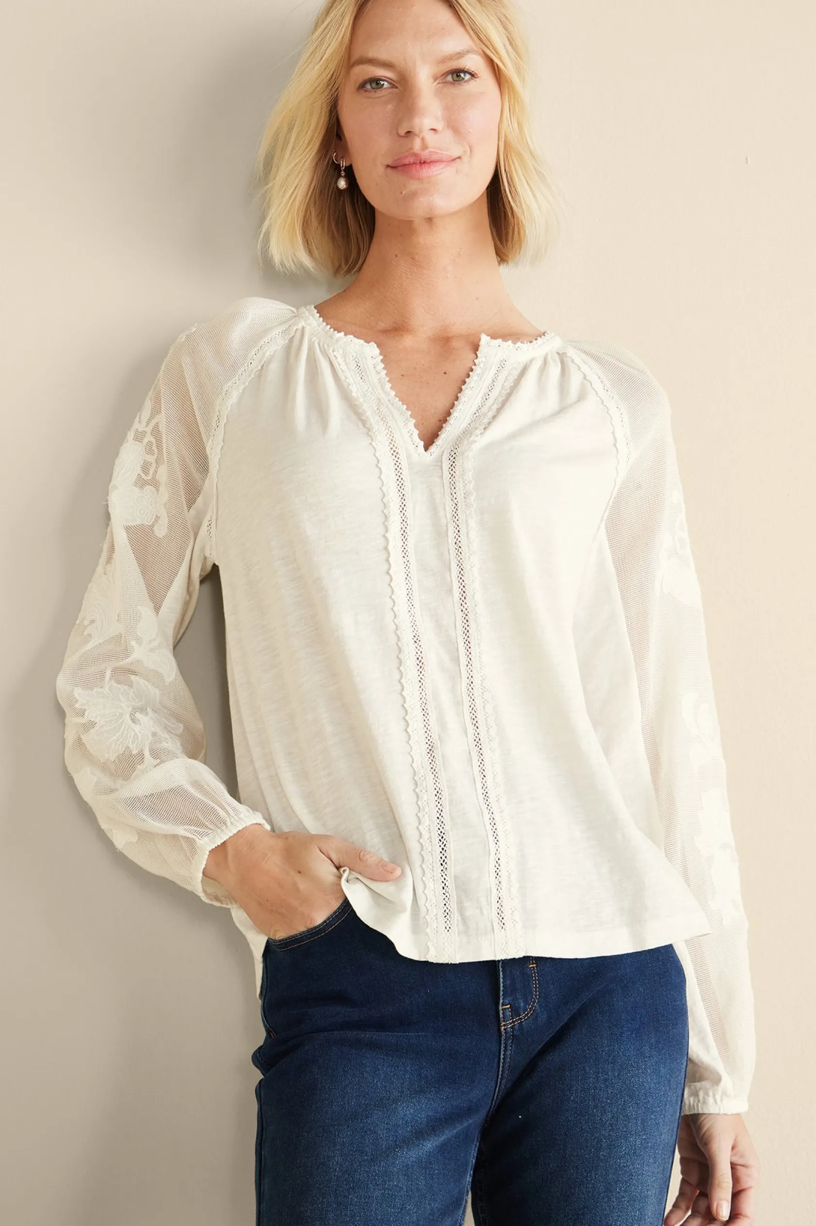 Soft Surroundings Enya Embroidered Top