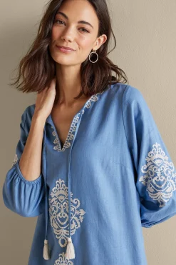 Soft Surroundings Hasana Linen Blend Midi Dress