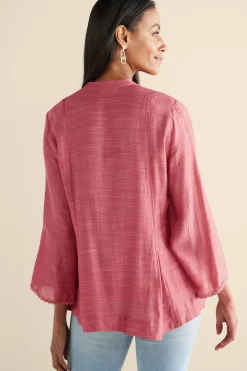 Soft Surroundings Kateri Soutache Embroidered Top