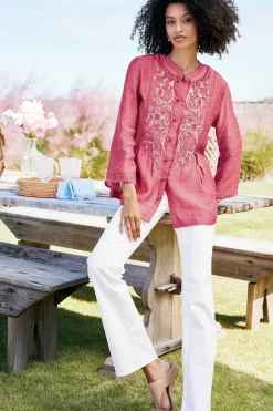 Soft Surroundings Kateri Soutache Embroidered Top