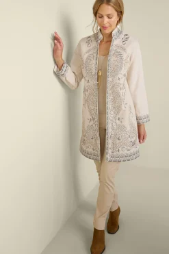 Soft Surroundings Kerala Embellished Natural Jacket