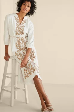 Soft Surroundings Kimora Embroidered Midi Dress