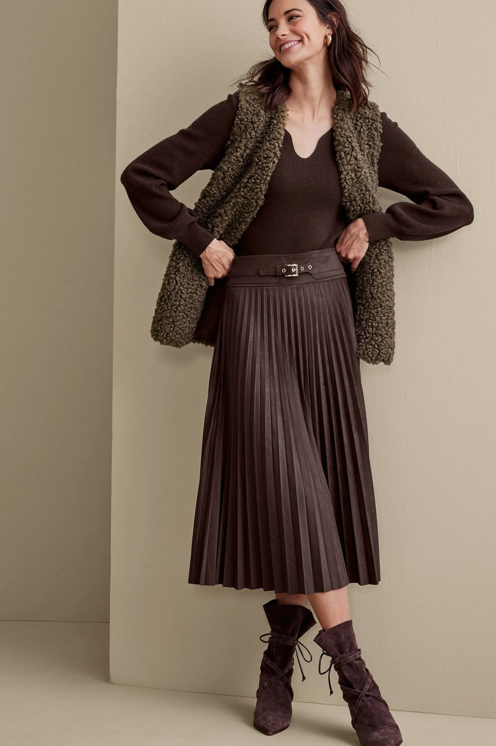 Soft Surroundings Lavina Faux Suede Skirt