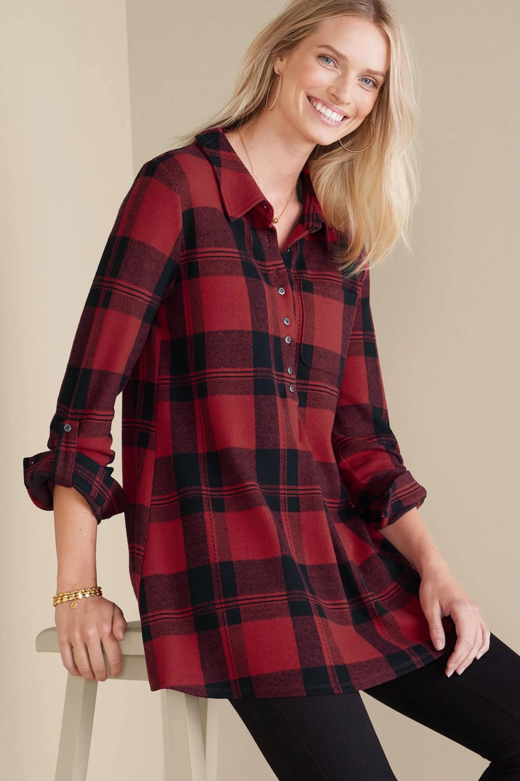 Soft Surroundings Mad About Plaid Tunic