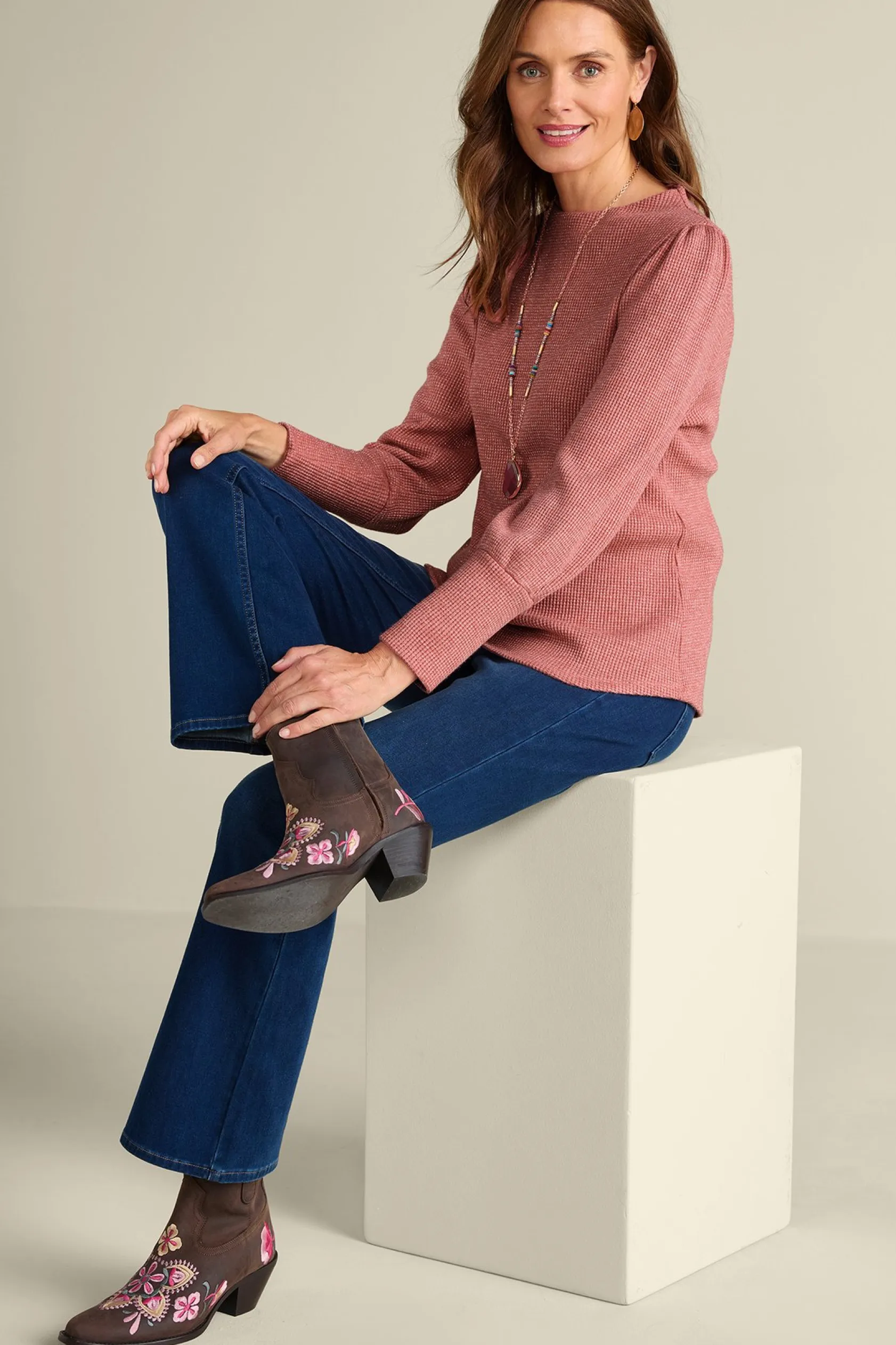 Soft Surroundings Melina Waffle Pullover