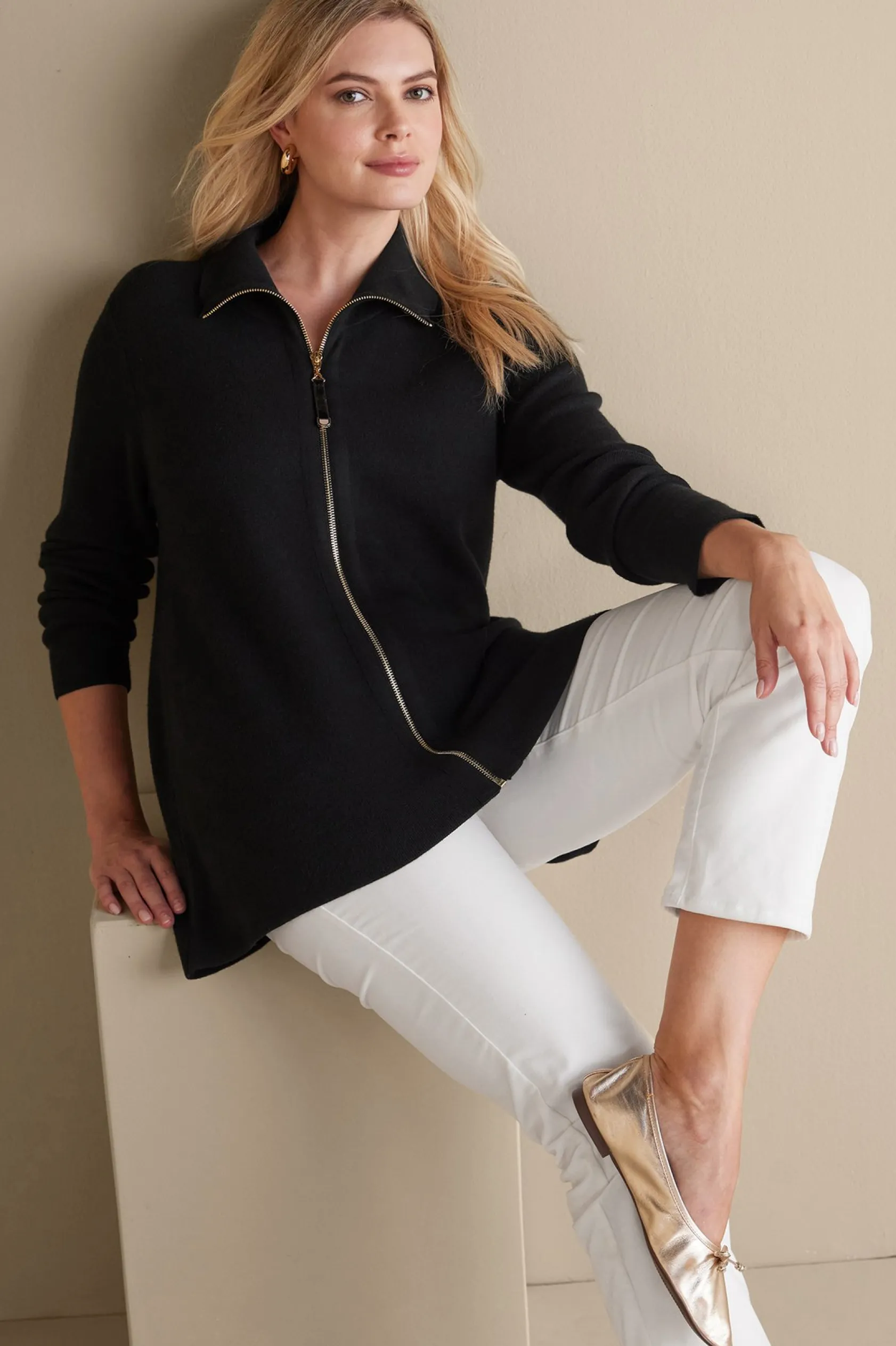 Soft Surroundings Meria Zip Sweater