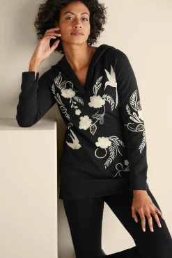 Soft Surroundings Miraflores Embroidered French Terry Hoodie