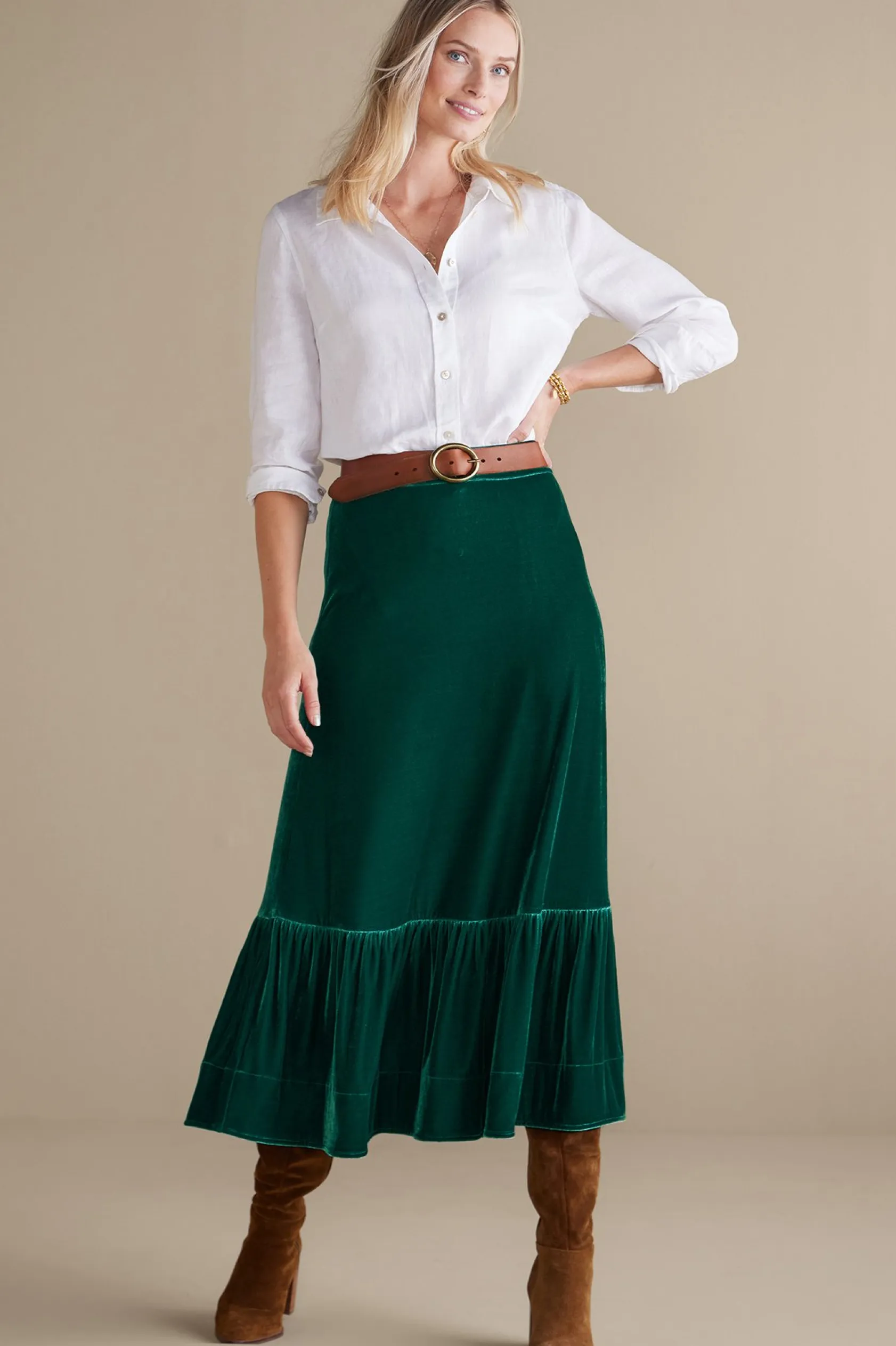 Soft Surroundings Noelle Velvet Skirt