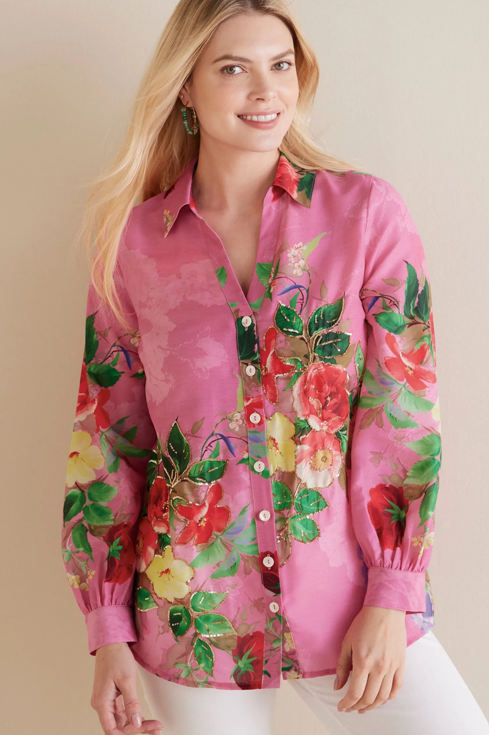 Soft Surroundings Petites Danica Embellished Shirt