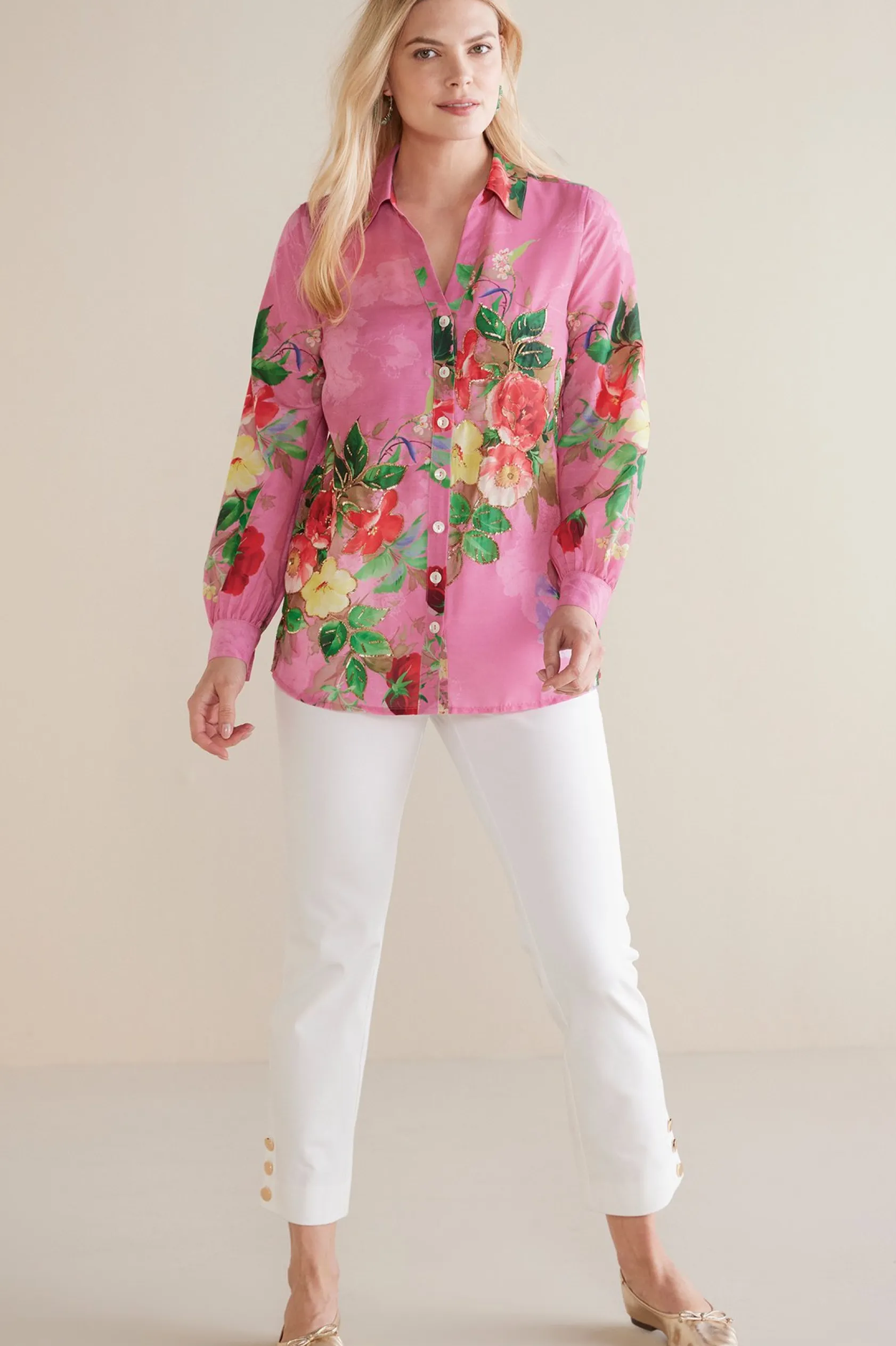 Soft Surroundings Petites Danica Embellished Shirt