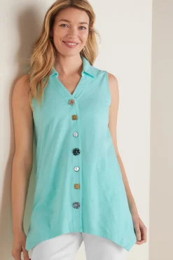 Soft Surroundings Petites Danielle Button Tank