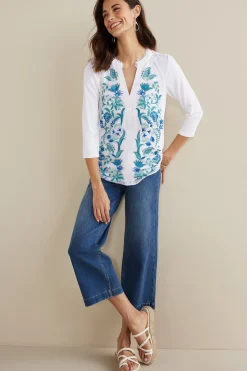 Soft Surroundings Petites Delsie Embroidered Top
