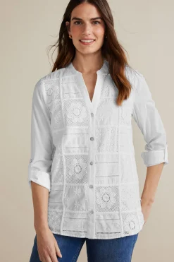 Soft Surroundings Petites Eleanor Crochet Shirt