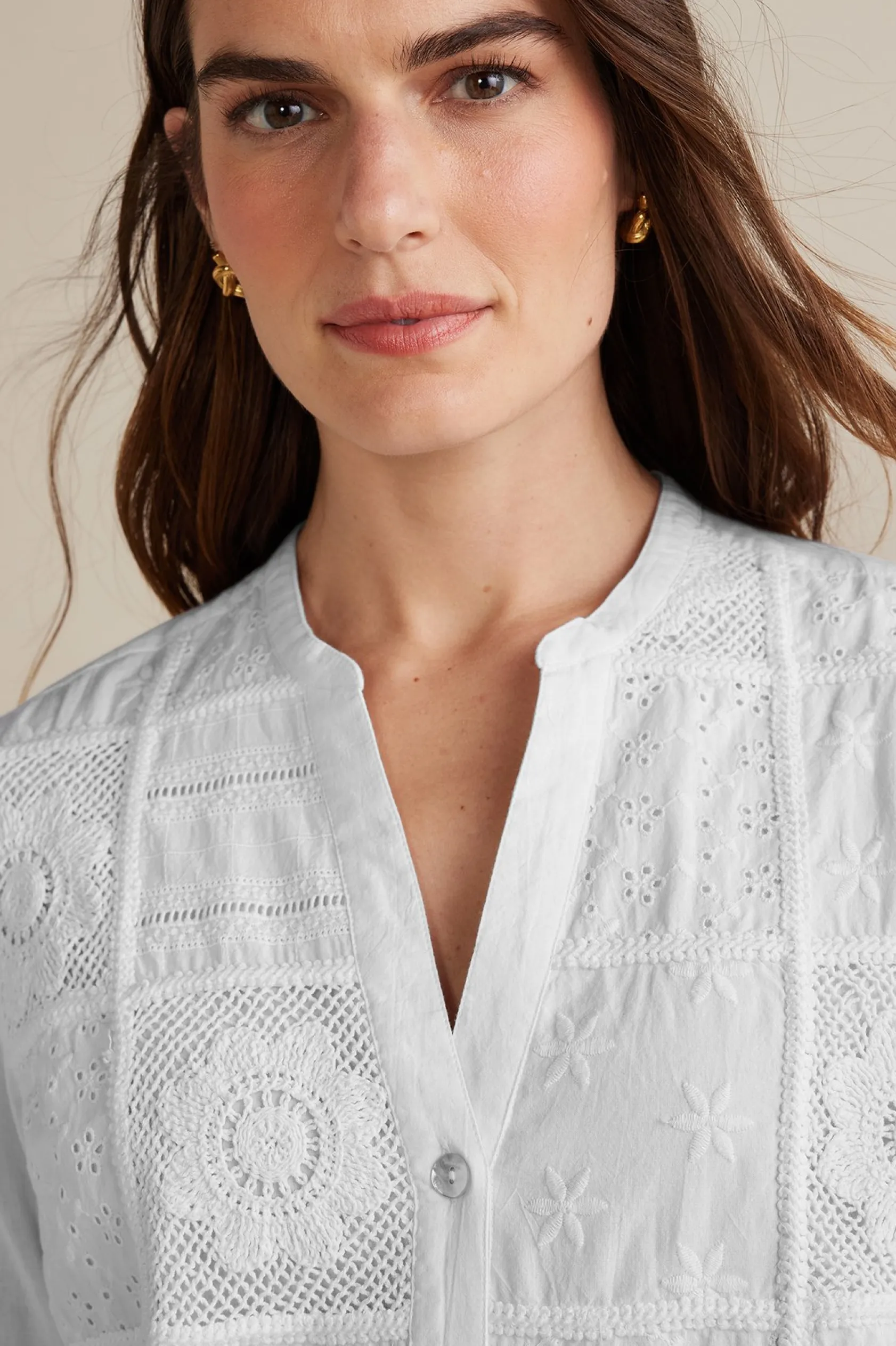 Soft Surroundings Petites Eleanor Crochet Shirt