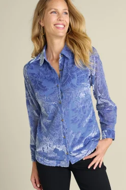 Soft Surroundings Petites Floreat Velvet Shirt