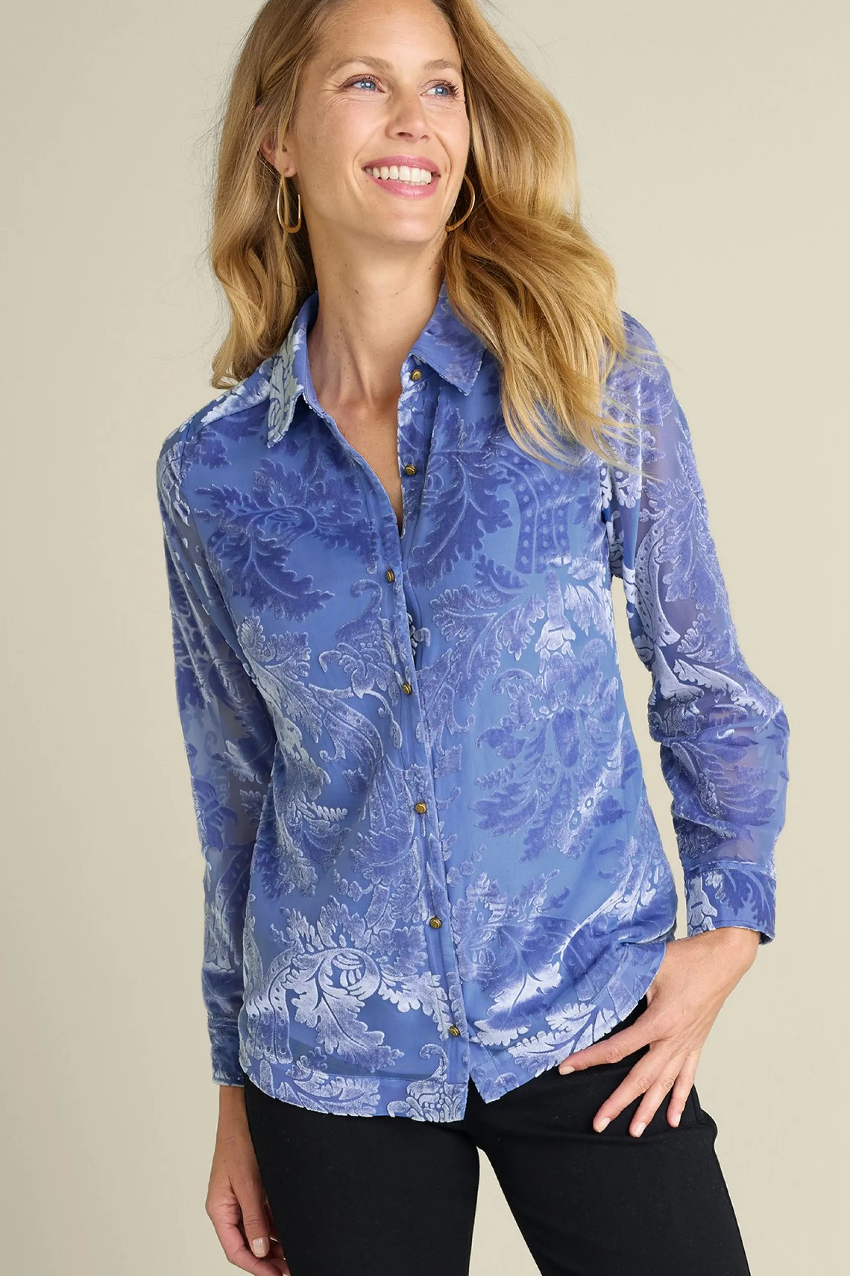 Soft Surroundings Petites Floreat Velvet Shirt