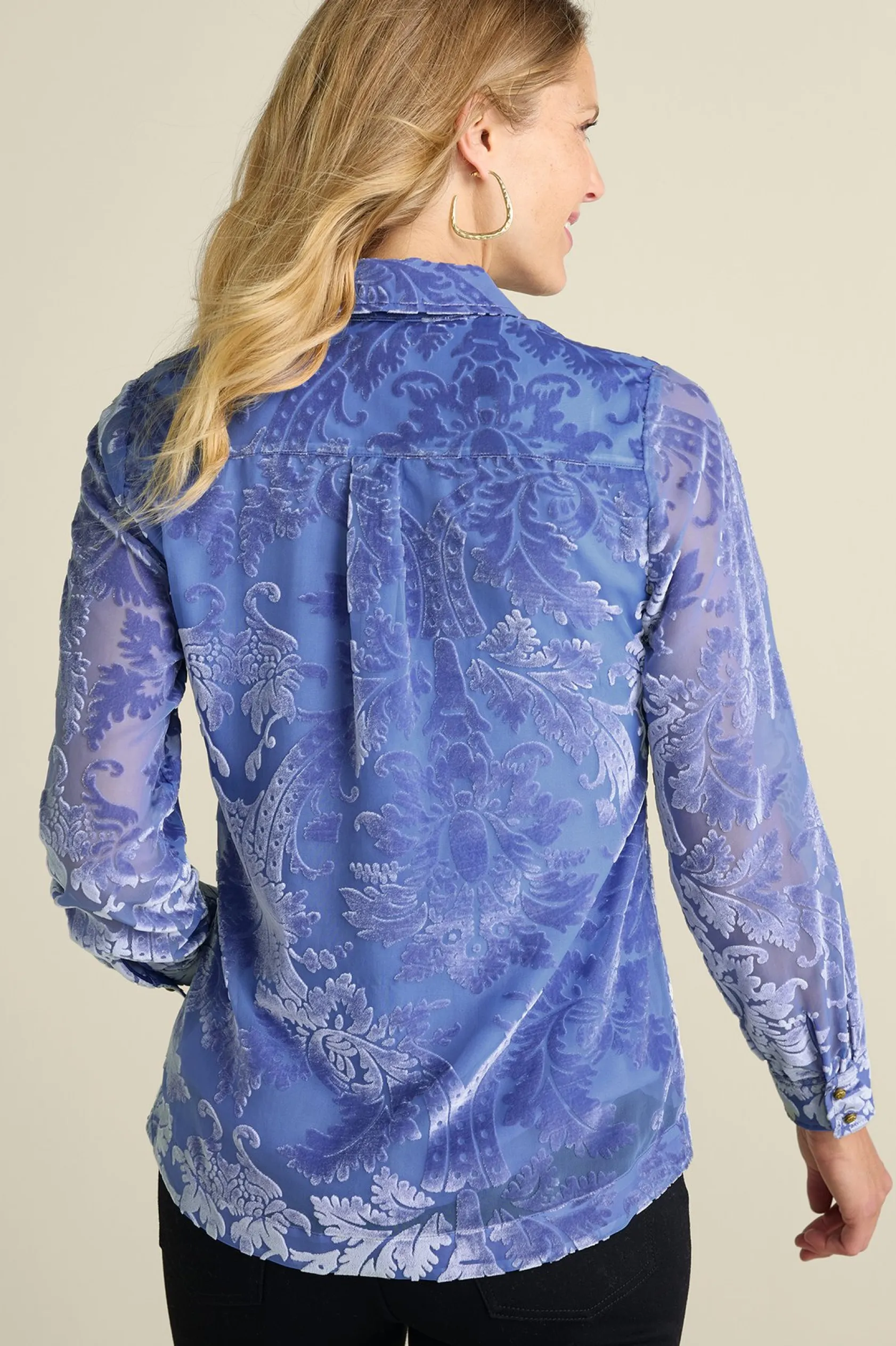 Soft Surroundings Petites Floreat Velvet Shirt