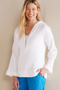 Soft Surroundings Petites Kemia Gauze Hoodie