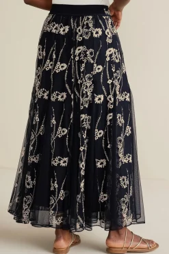 Soft Surroundings Petites Leatrice Embroidered Maxi Skirt