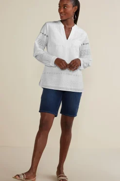 Soft Surroundings Petites Lenore Eyelet Top