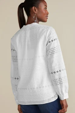 Soft Surroundings Petites Lenore Eyelet Top
