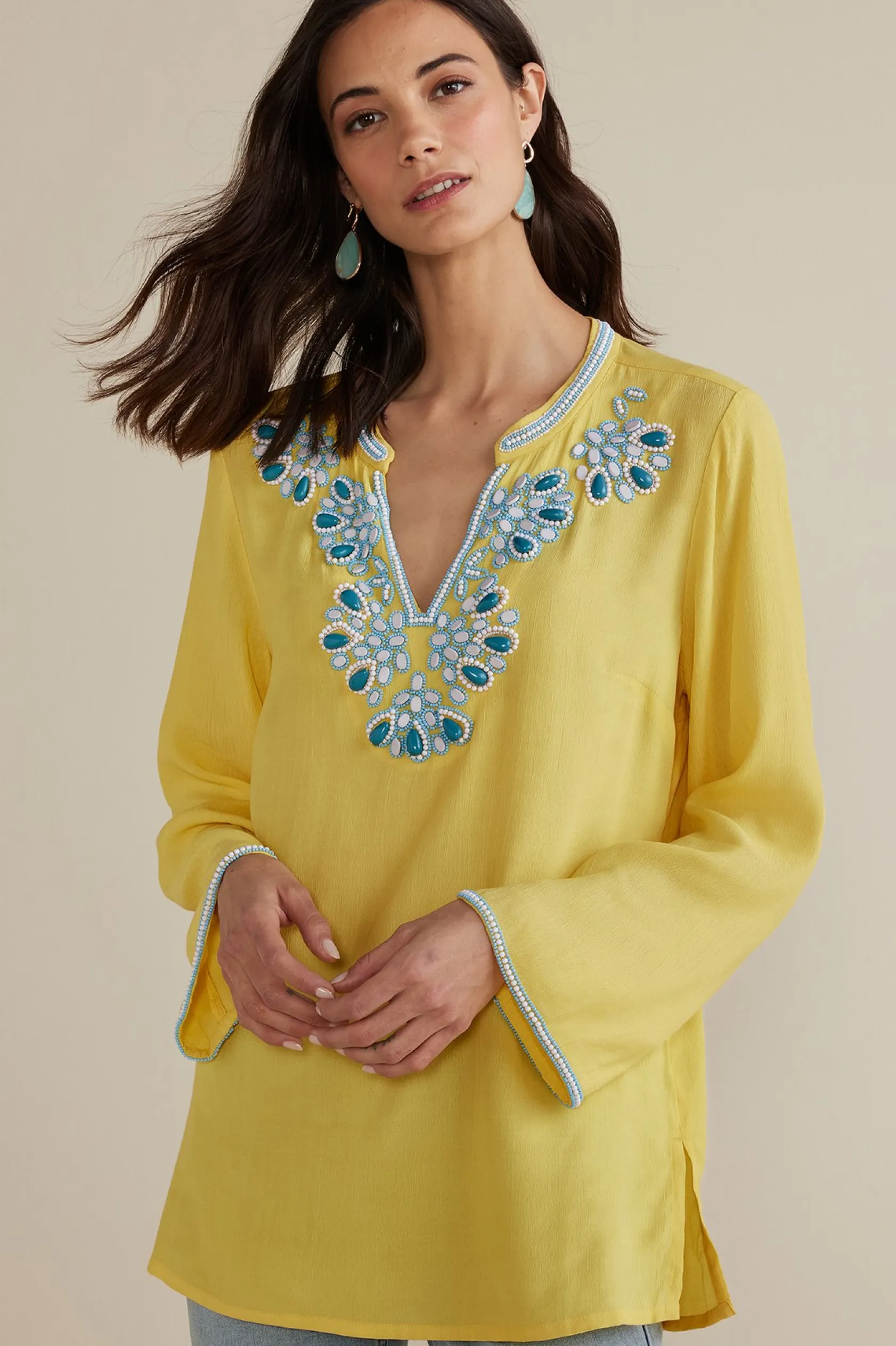 Soft Surroundings Petites Soraya Embellished Tunic