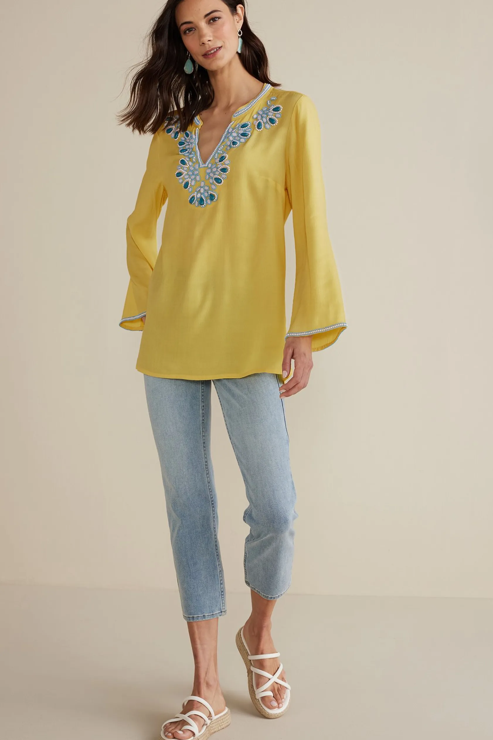 Soft Surroundings Petites Soraya Embellished Tunic