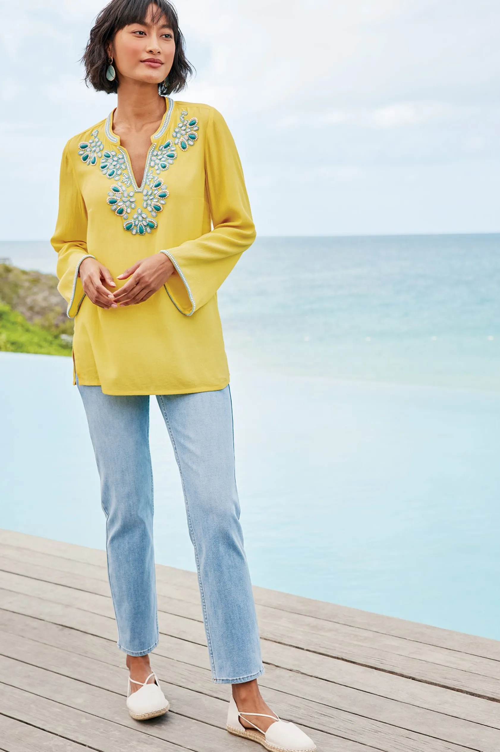 Soft Surroundings Petites Soraya Embellished Tunic