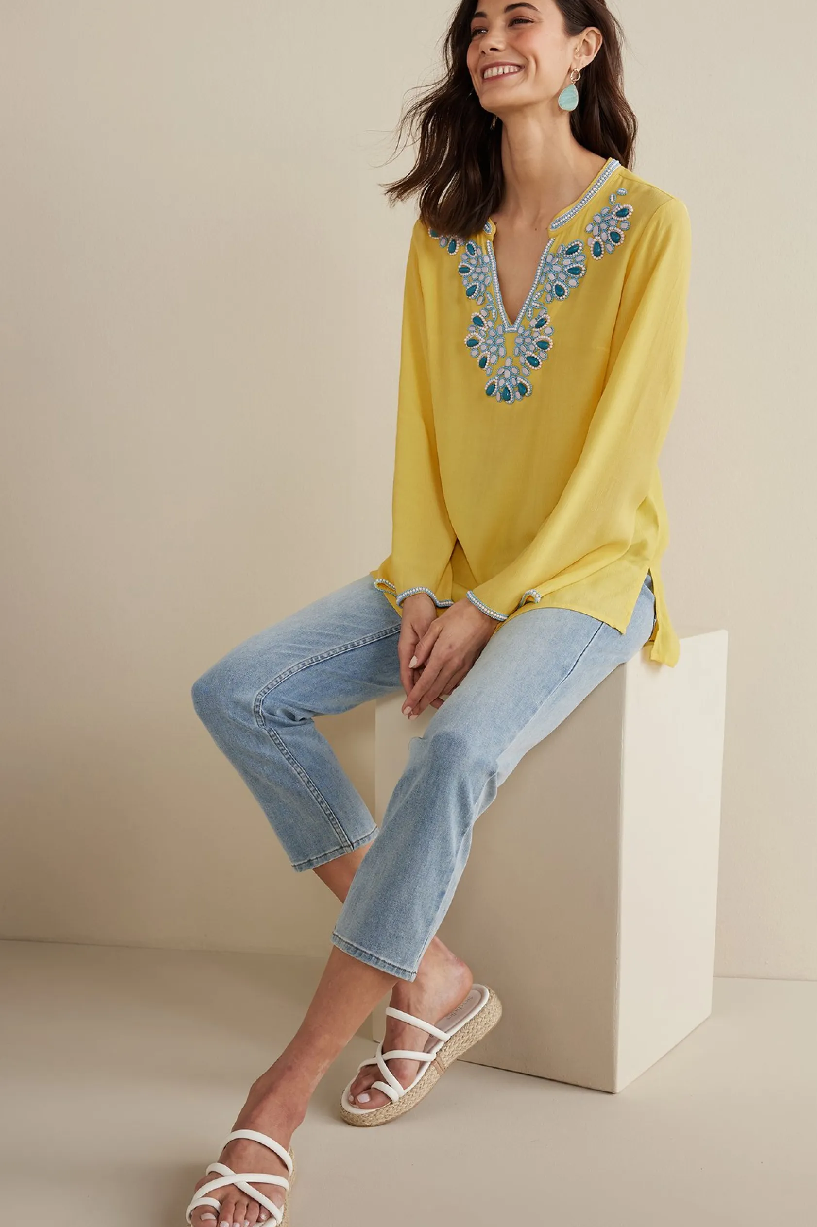 Soft Surroundings Petites Soraya Embellished Tunic