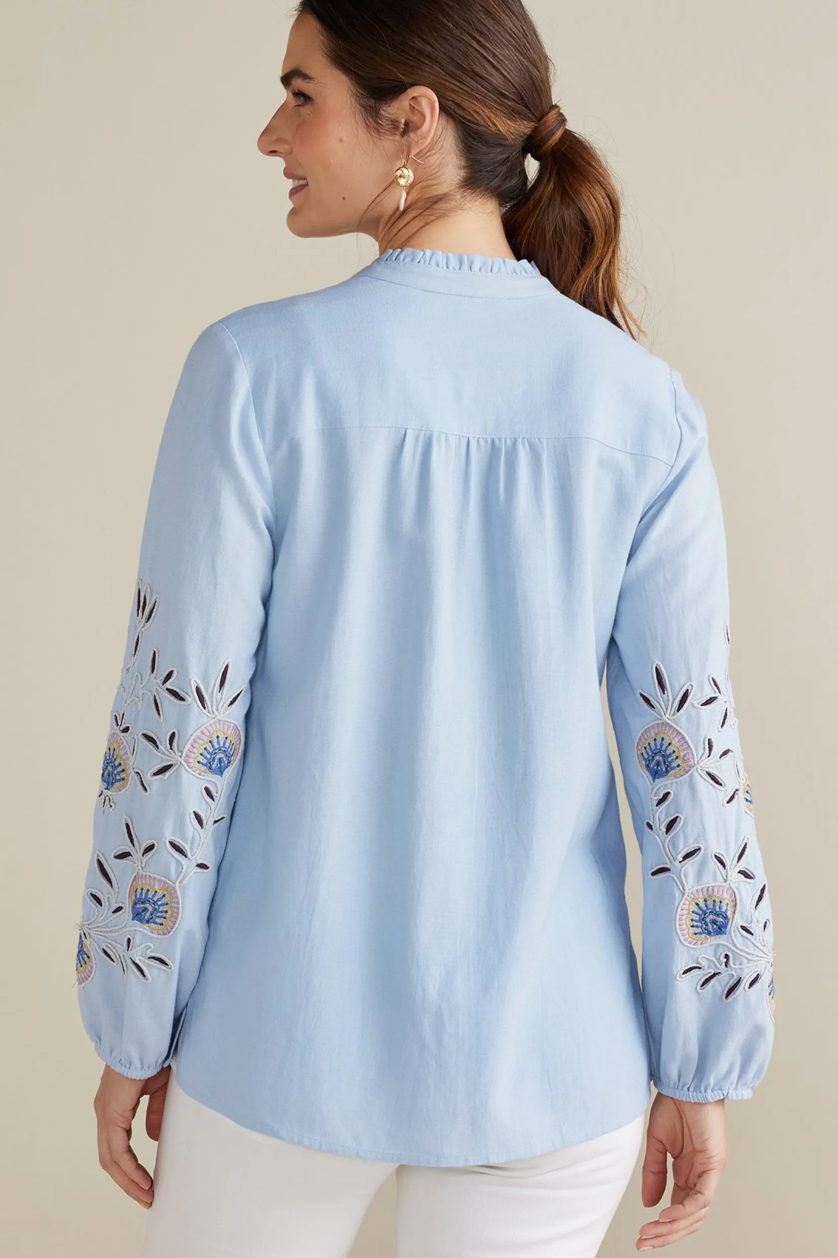 Soft Surroundings Petites Titania Embroidered Top