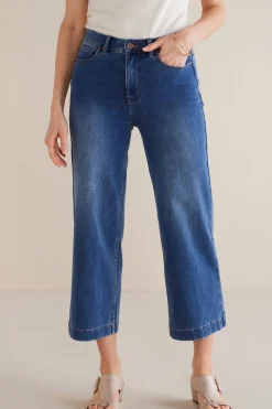 Soft Surroundings Petites Ultimate Denim Wide Leg Crop Jeans