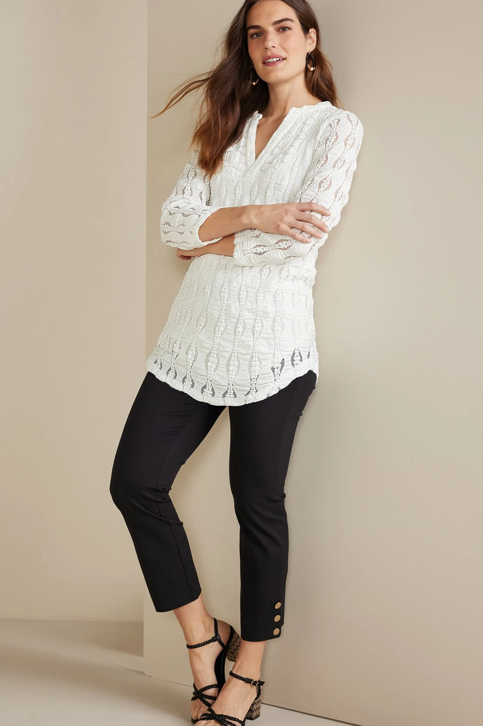 Soft Surroundings Priya Knit Lace Tunic