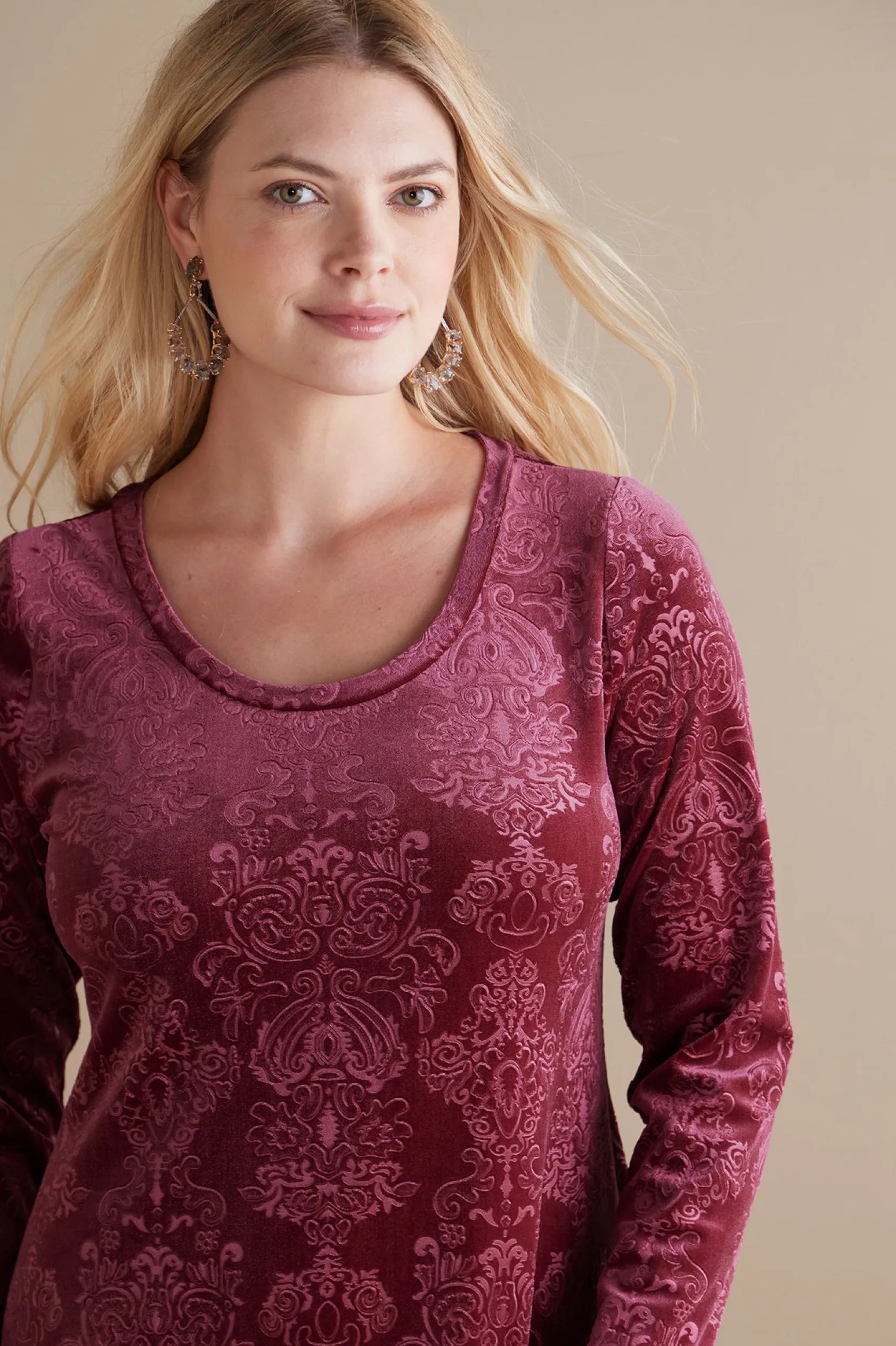 Soft Surroundings Santiago Embossed Velvet Dress