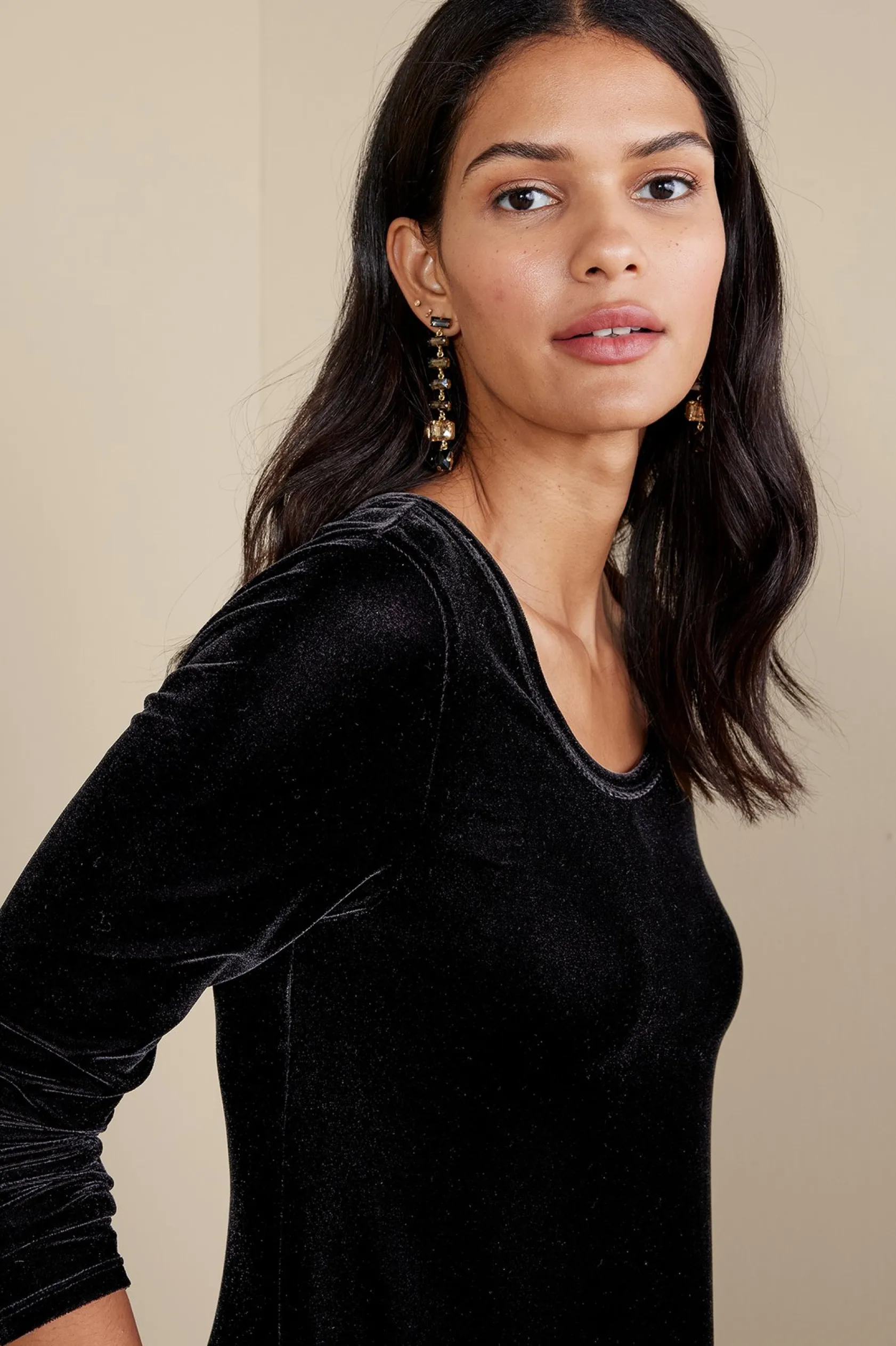 Soft Surroundings Santiago Stretch Velvet Dress