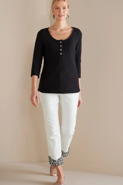 Soft Surroundings Solene Eyelet Denim Crop Jeans