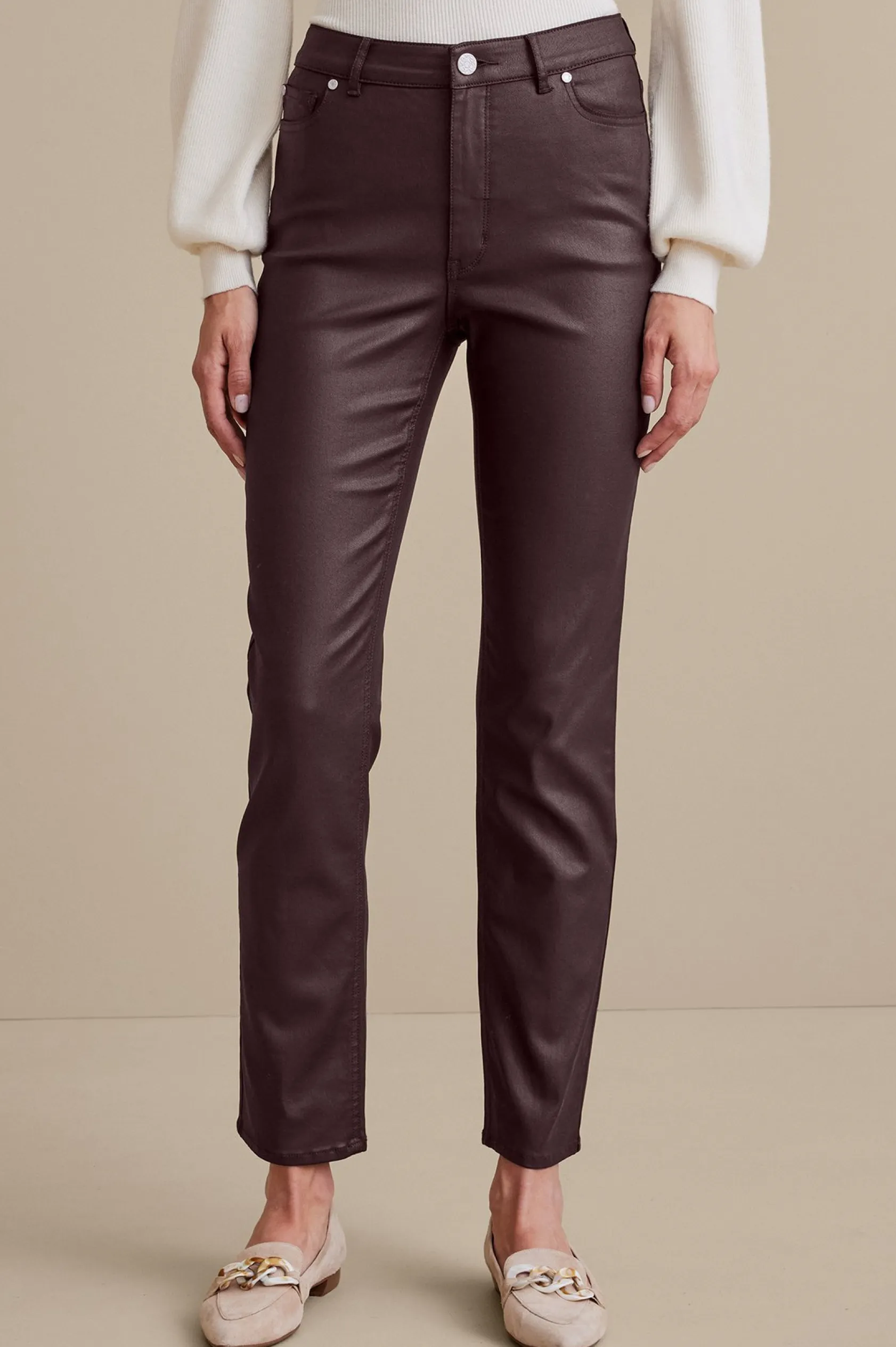 Soft Surroundings Ultimate Denim Coated Straight Leg Jeans