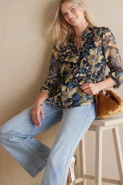 Soft Surroundings Viola Shimmer Blouse